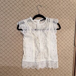 Zara Ivory Lace Sleeveless Top
